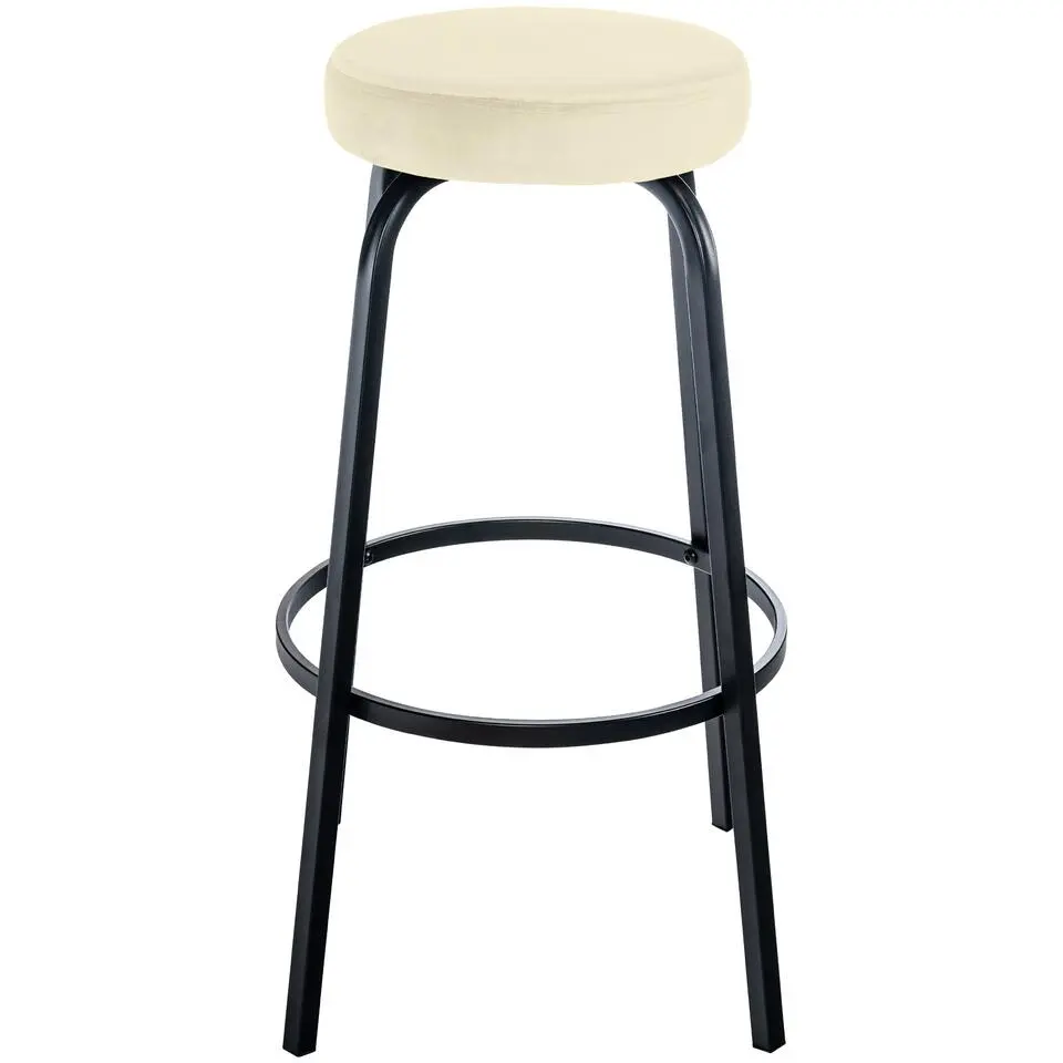 CLP Barkruk Kamari mat zwart Frame - Fluweel - creme