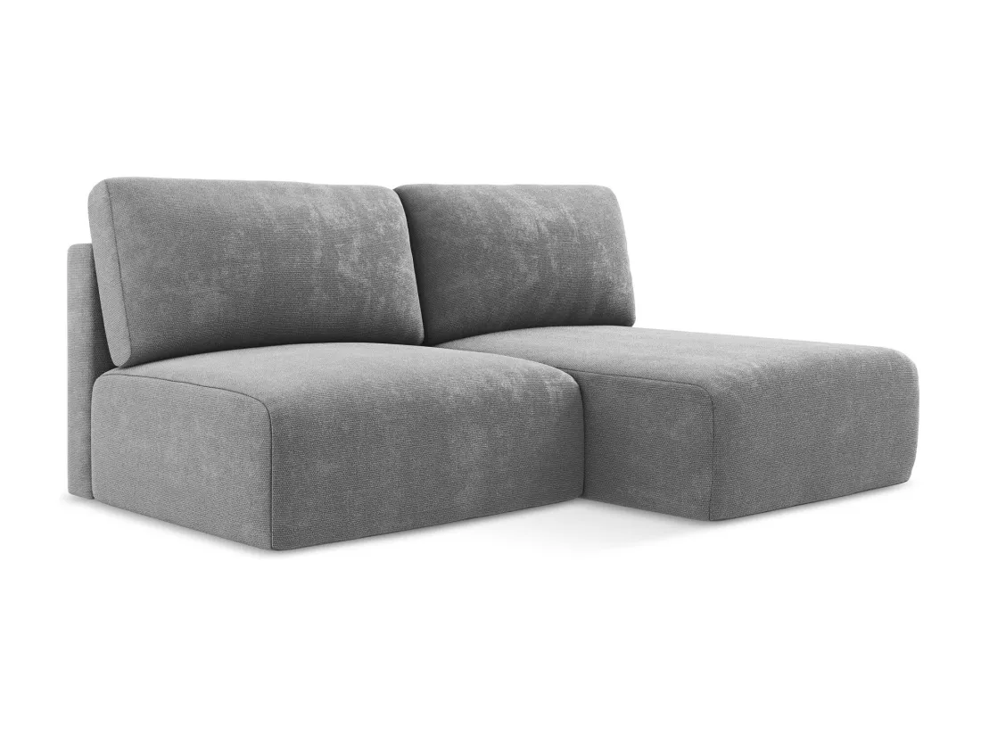 Canapé d’angle 3 places droit sans accoudoir convertible en Chenille - gris - KONA