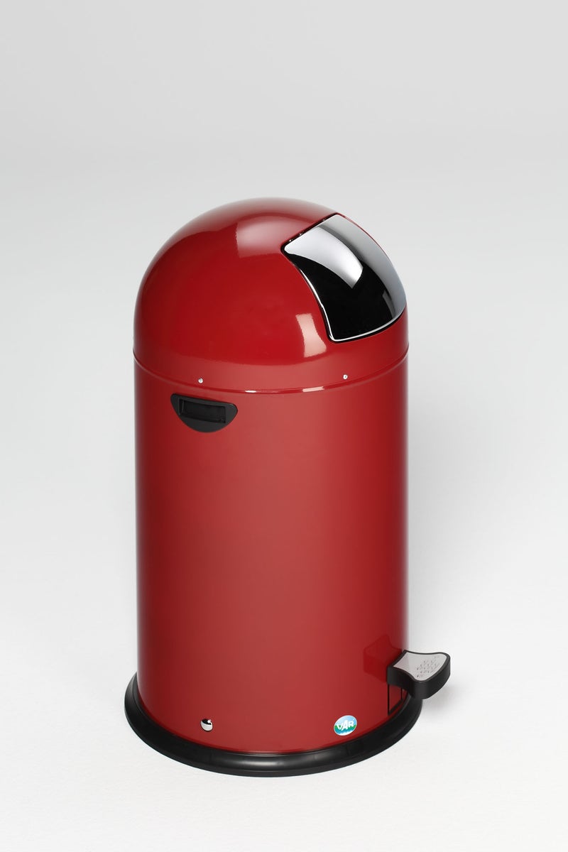 PROREGAL Classic afvalbak met klep, 40 liter binnenbak, HxBxD 73 x 46,5 x 46,5 cm, gegalvaniseerd staal, rood