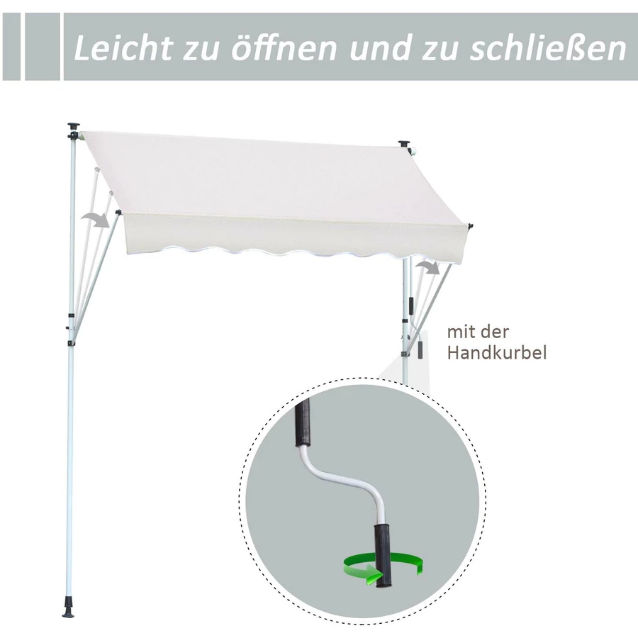 Outsunny Markise mit Handkurbel cremeweiß