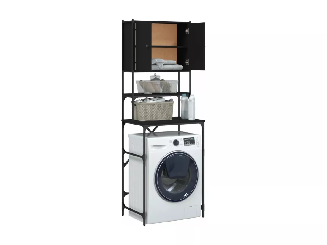 Armoire de machine à laver noir 68x48,5x194 cm
