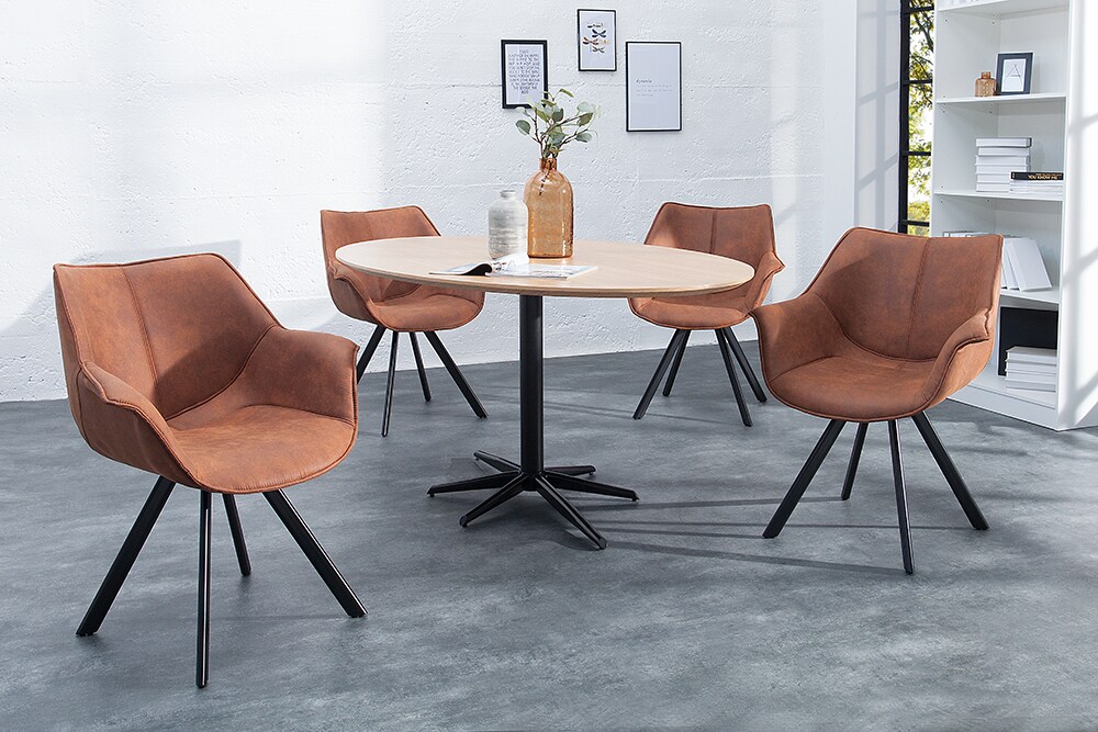 riess-ambiente Stuhl THE DUTCH RETRO - antik braun mit Armlehne Metallbeine Microfaser pflegeleicht