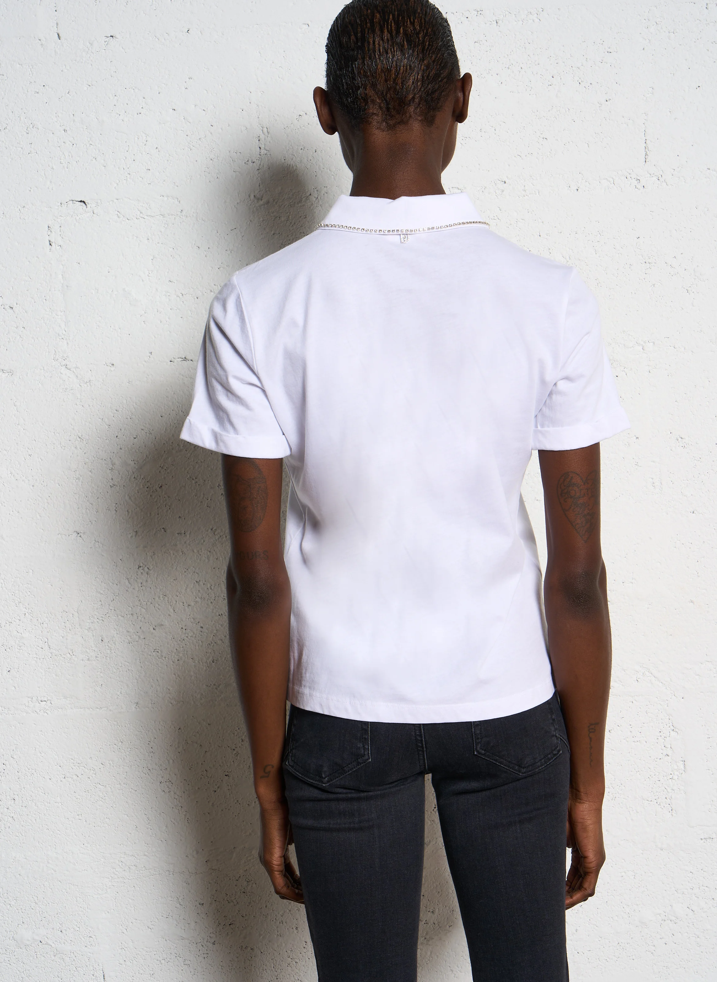 Tee-shirt droit col classique en coton | Blanc