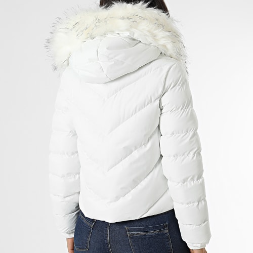 Doudoune Capuche Fourrure Femme Melinda Blanc