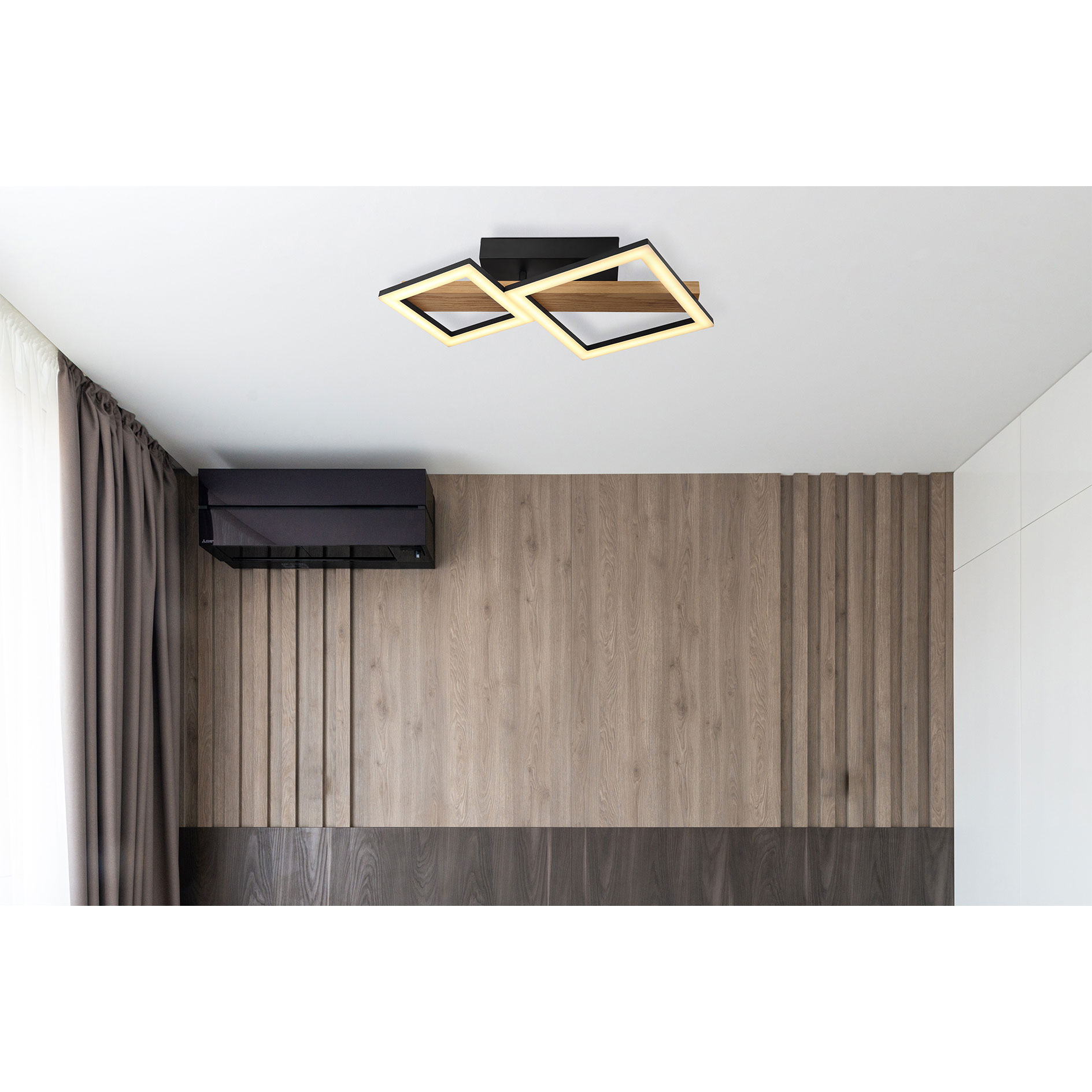 LED-Deckenleuchte - schwarz-braun - 30x48 cm