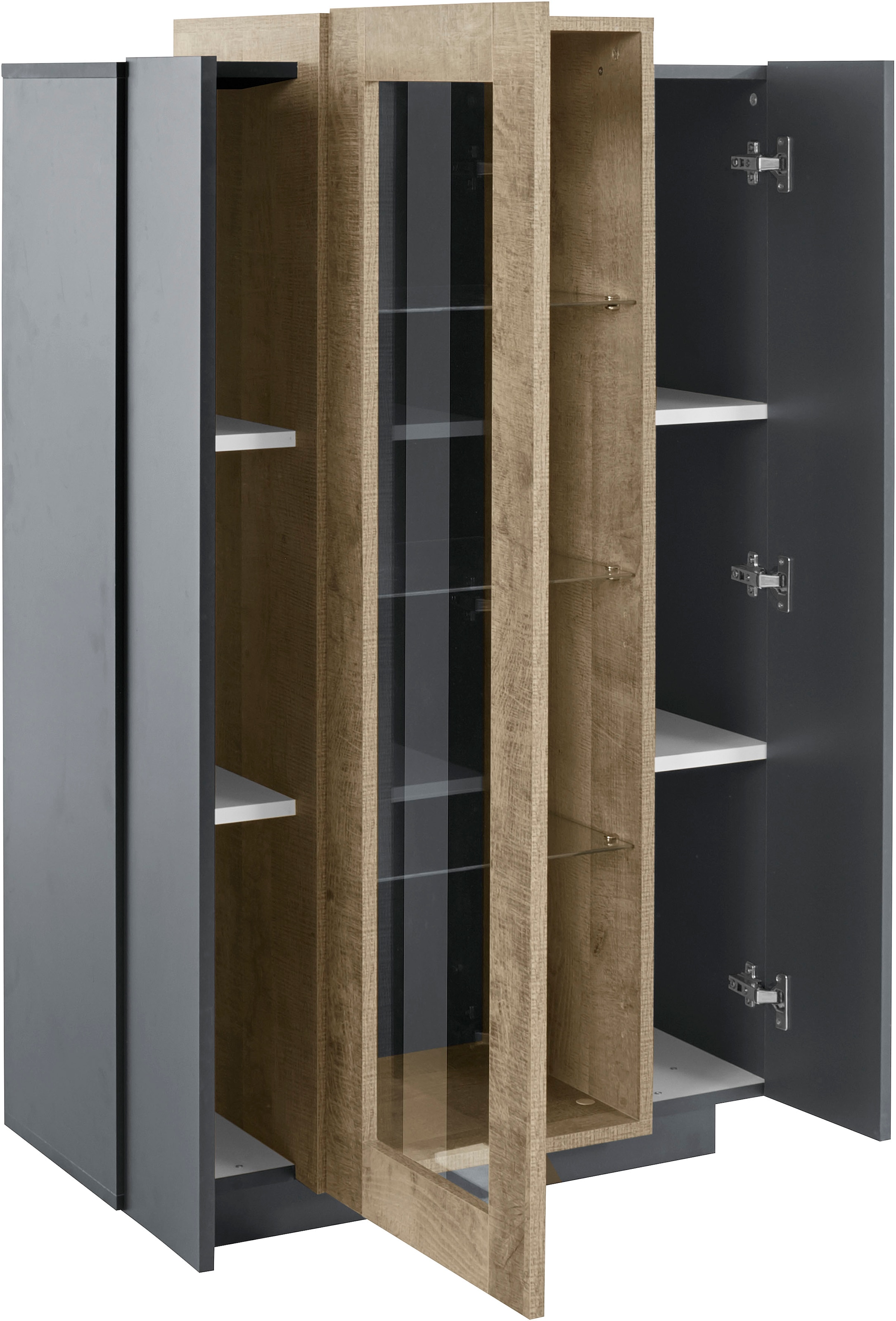 INOSIGN Vitrine »Coro, Vitrine, Glasvitrine, Vitrinenschrank, Stauraumvitrine« 3 Türen davon 1 Glastür, 9 Fächer, Doppeltiefe,  Höhe 120,5cm