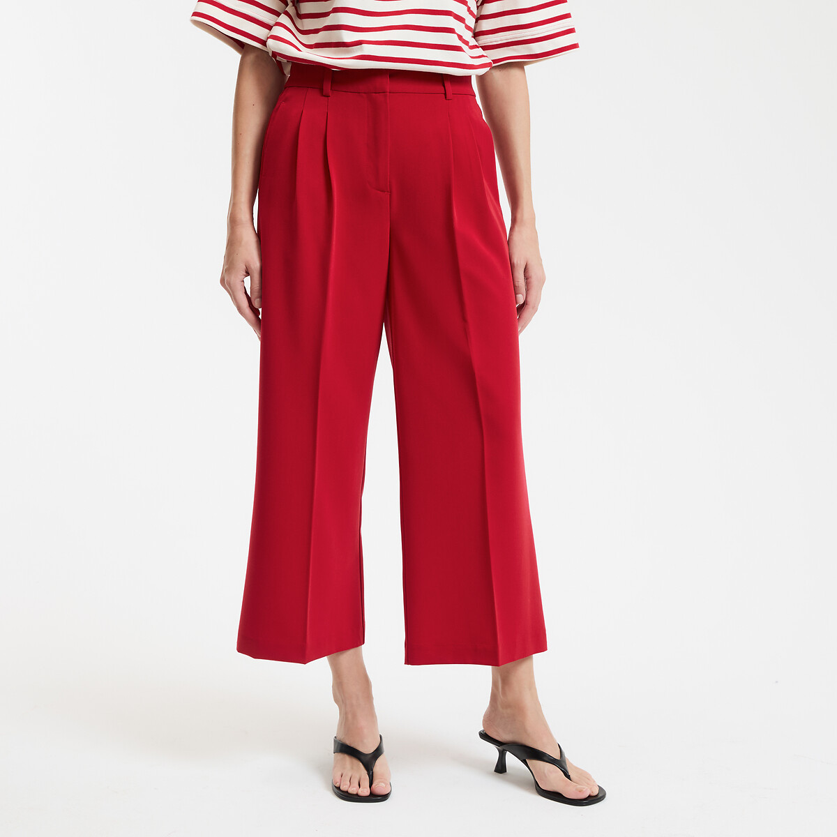 COLEÇÕES LA REDOUTE<br>Calças cropped largas com costuras