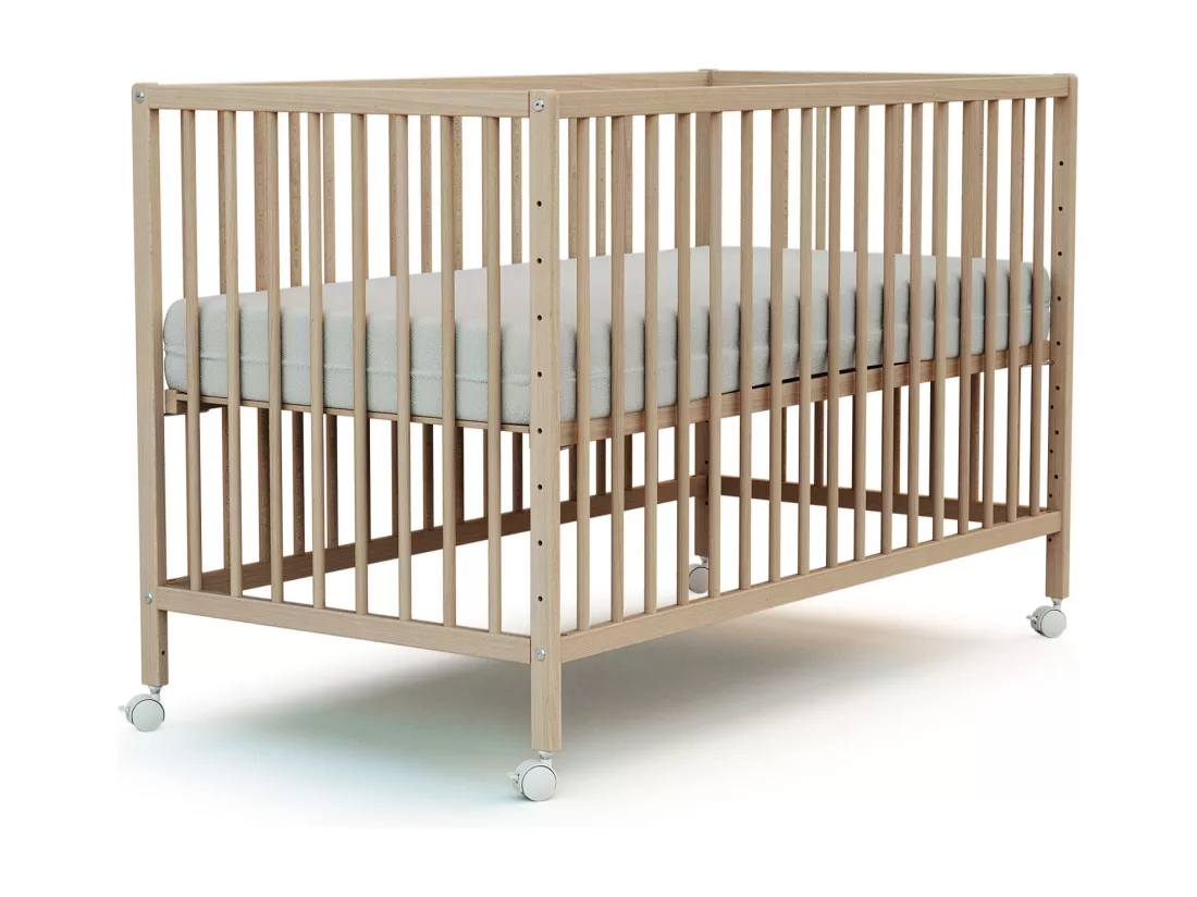 Lit bébé cododo en bois Hêtre Brut 60 x 120 cm