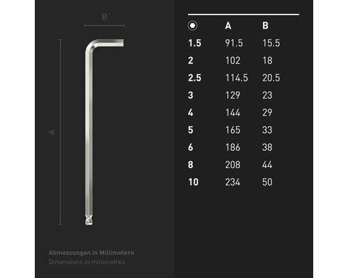 INBUS® 76893 Hoekschroevendraaierset, 9-delig, 1,5–10 mm, met GeckoTip® & kogelkop — Gemaakt in Duitsland
