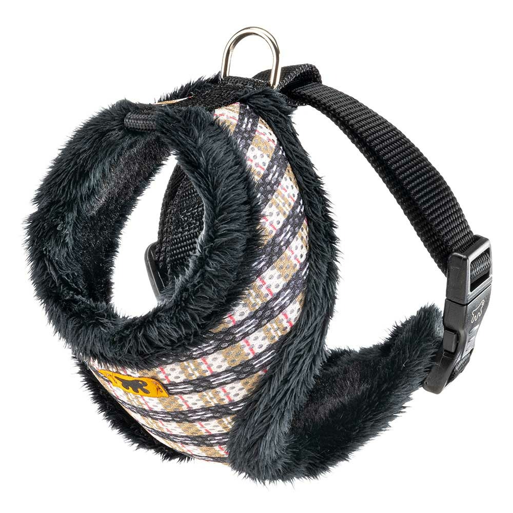 Harnais pour chiens chats nikita fur s, respirant, fourrure ecologique douce, sangle réglable, tartan