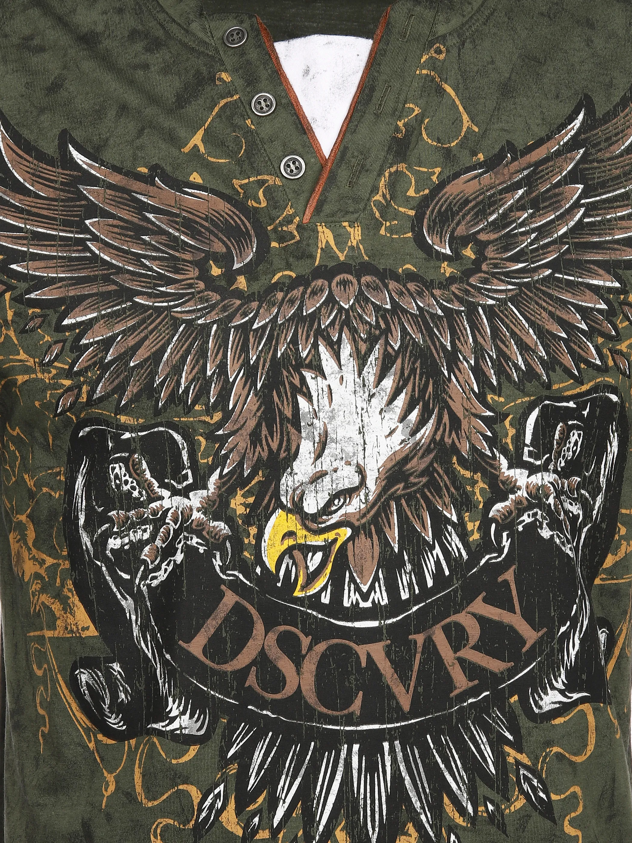 Herren Henleyshirt mit auffälligem Frontprint