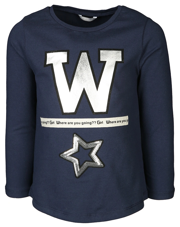 Langarmshirt WHERE ARE YOU GOING mit Pailletten in navy