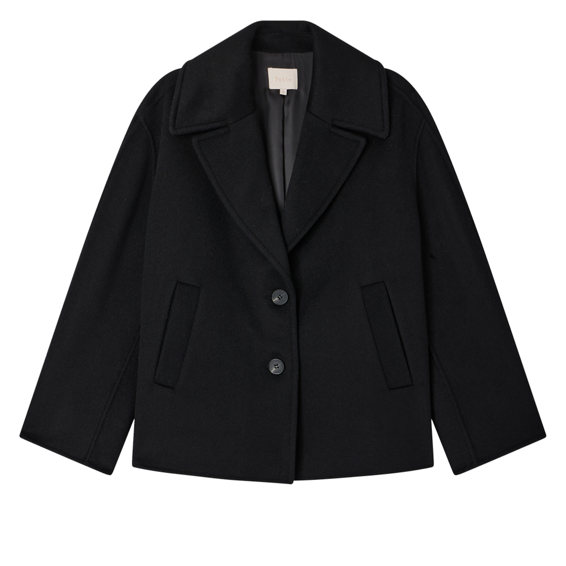 LORLINE - Manteau droit en laine mélangée | Noir