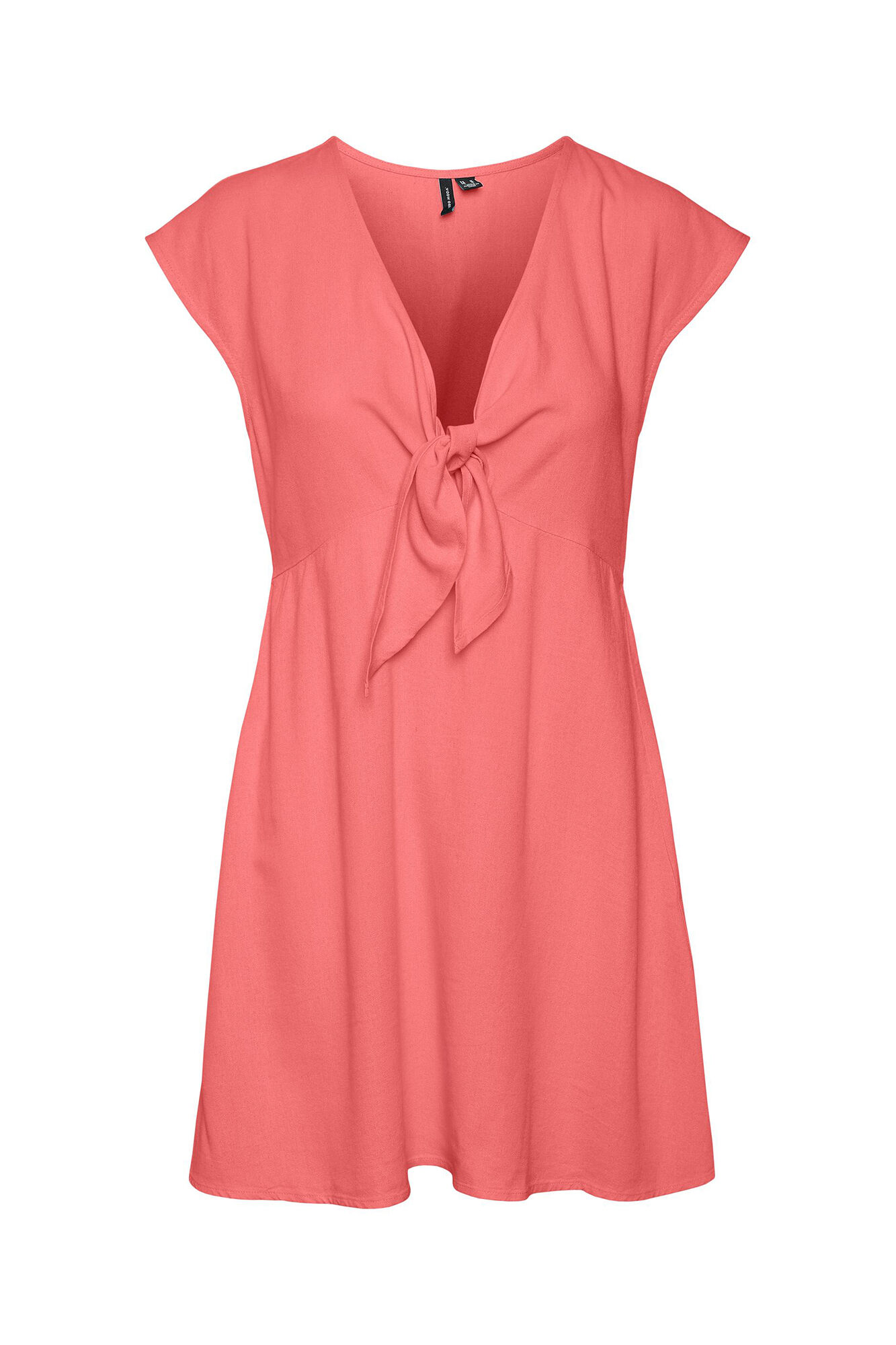 Vestido curto com decote em V - Vermelho