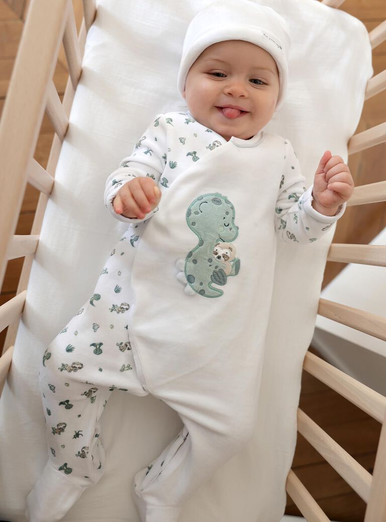Pyjama et bonnet en velours écru