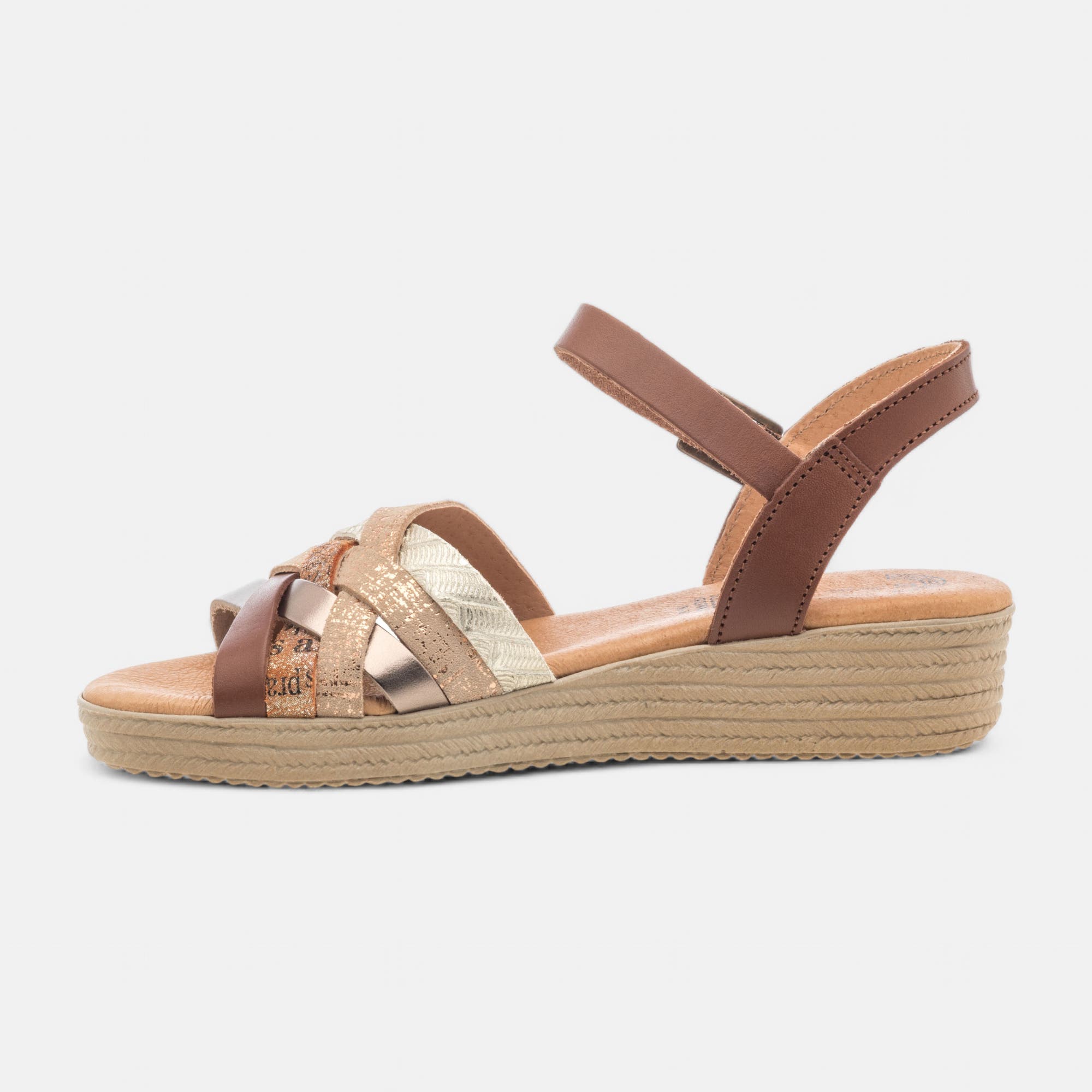 Sandales Femme en cuir cognac