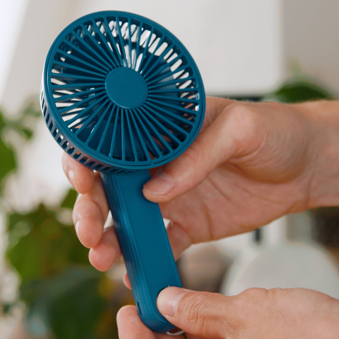 (Ø85mm) Hand Ventilator Tragbarer Lüfter Wiederaufladbarer Taschenventilator mit Handschlaufe - Dunkelblau
