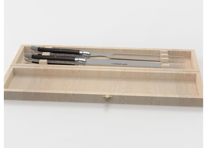 Service à viande Laguiole avec un manche en bois de fer et mitres en acier inoxydable