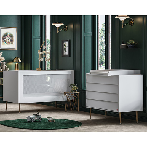 Chambre DUO Lit 70x140 Commode BOSQUE NEW Blanc - VOX