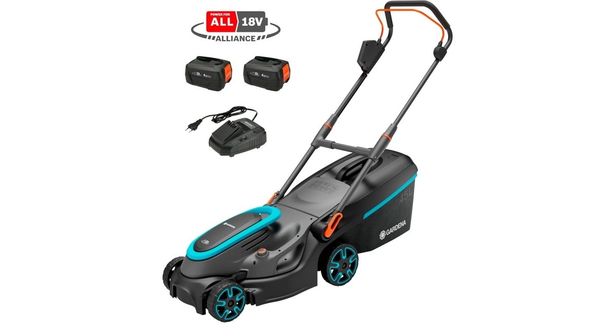 GARDENAAccugrasmaaier PowerMax 37/36V P4A Set  (Zwart/grijs, 2x Li-Ion Accu 4,0Ah, POWER FOR ALL ALLIANCE)