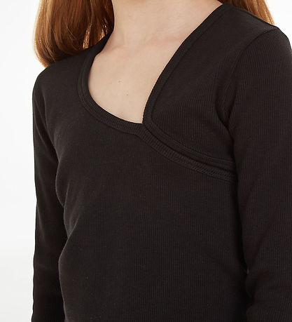 Calvin Klein Bluse - Kurz geschnitten - Rib - Schwarz