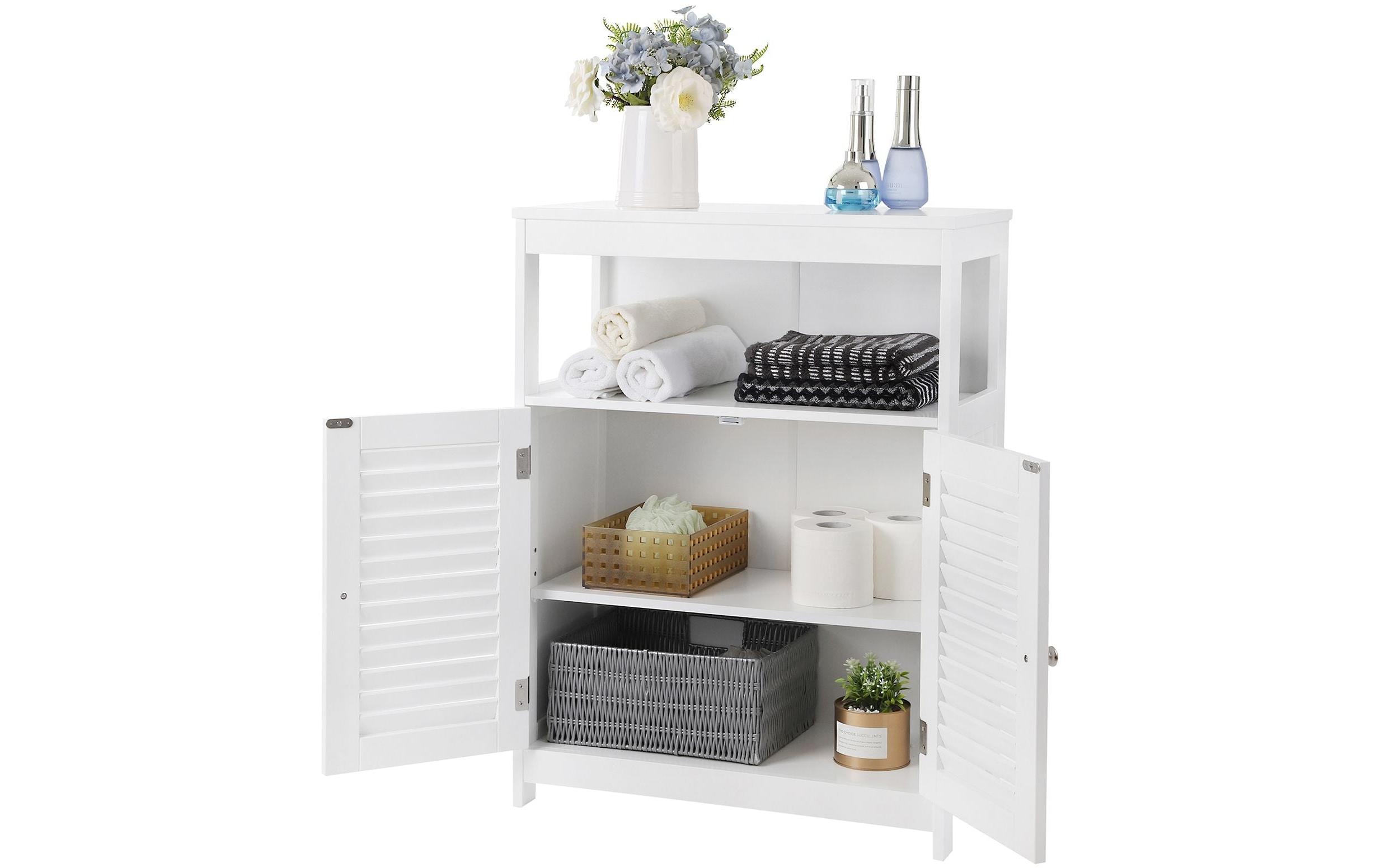 mit Doppeltür 60 x 80 cm, WeissModerner Badschrank aus Holz