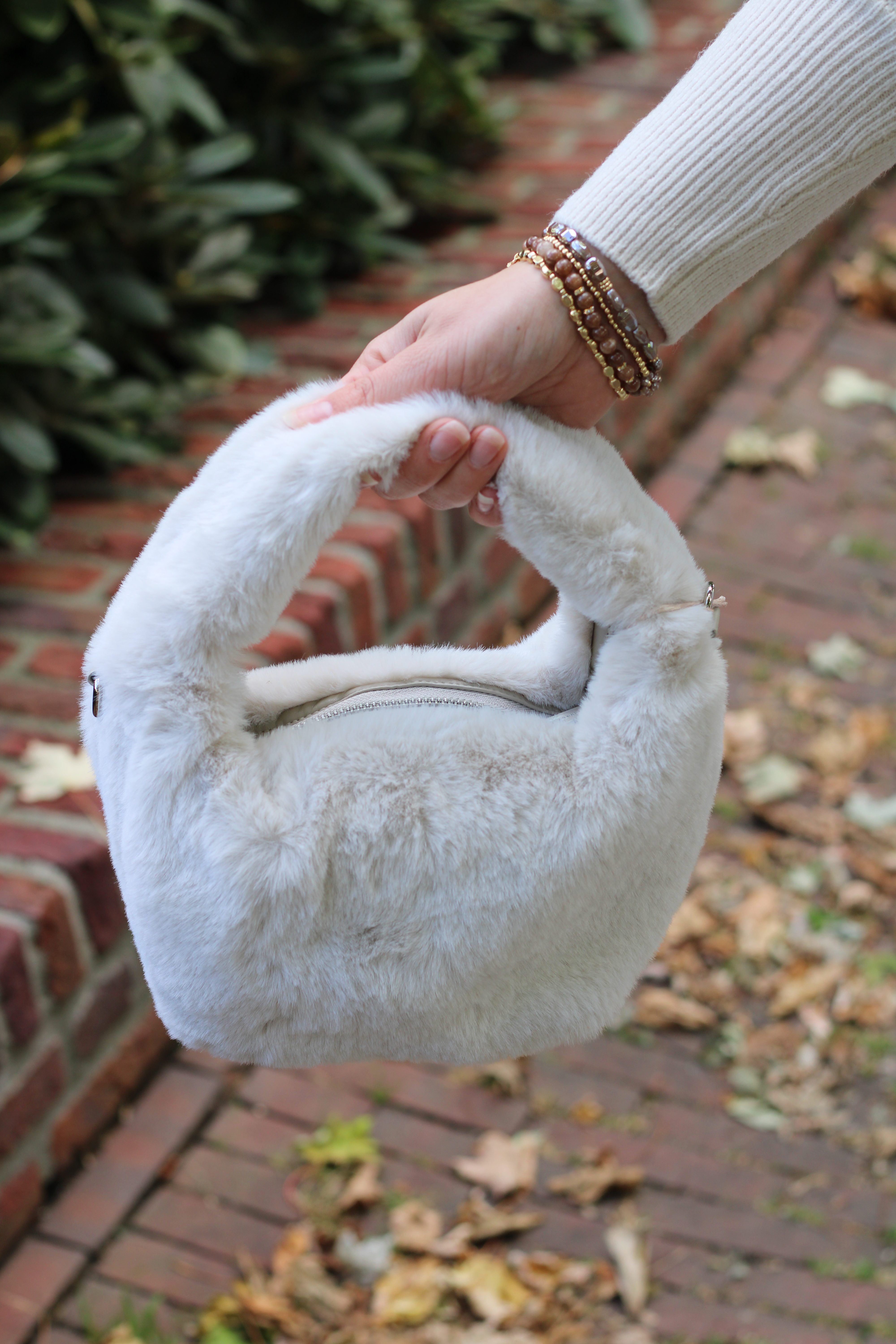 Rino & Pelle - Cheryl Small Faux Fur Crossbody Bag - Birch
