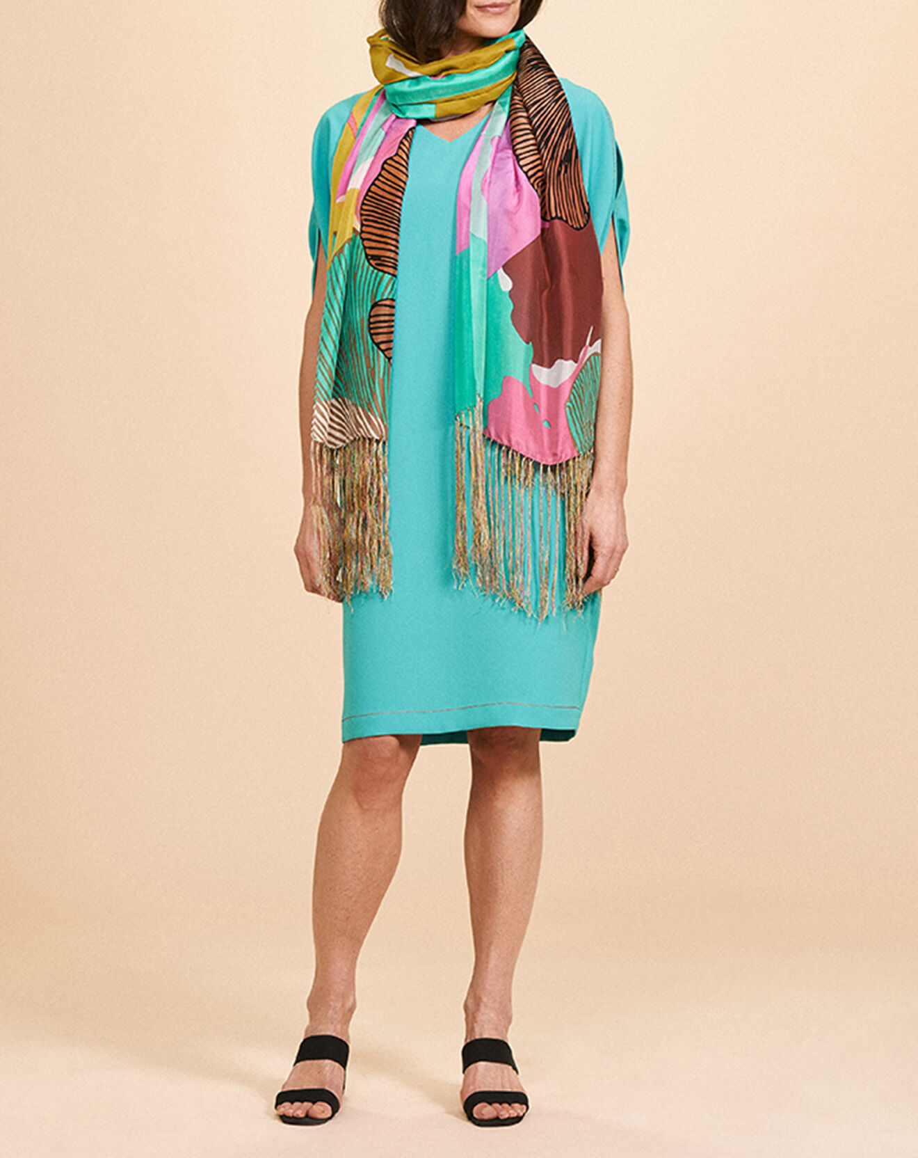 Devernois Robe Rilua droite kimono turquoise amazoni
