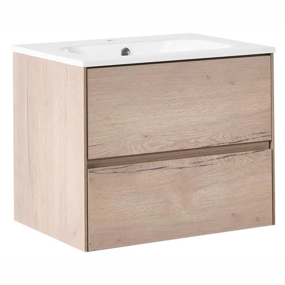 VITA - Wandgemonteerd meubel met wasbak - Lichtbruin - MDF
