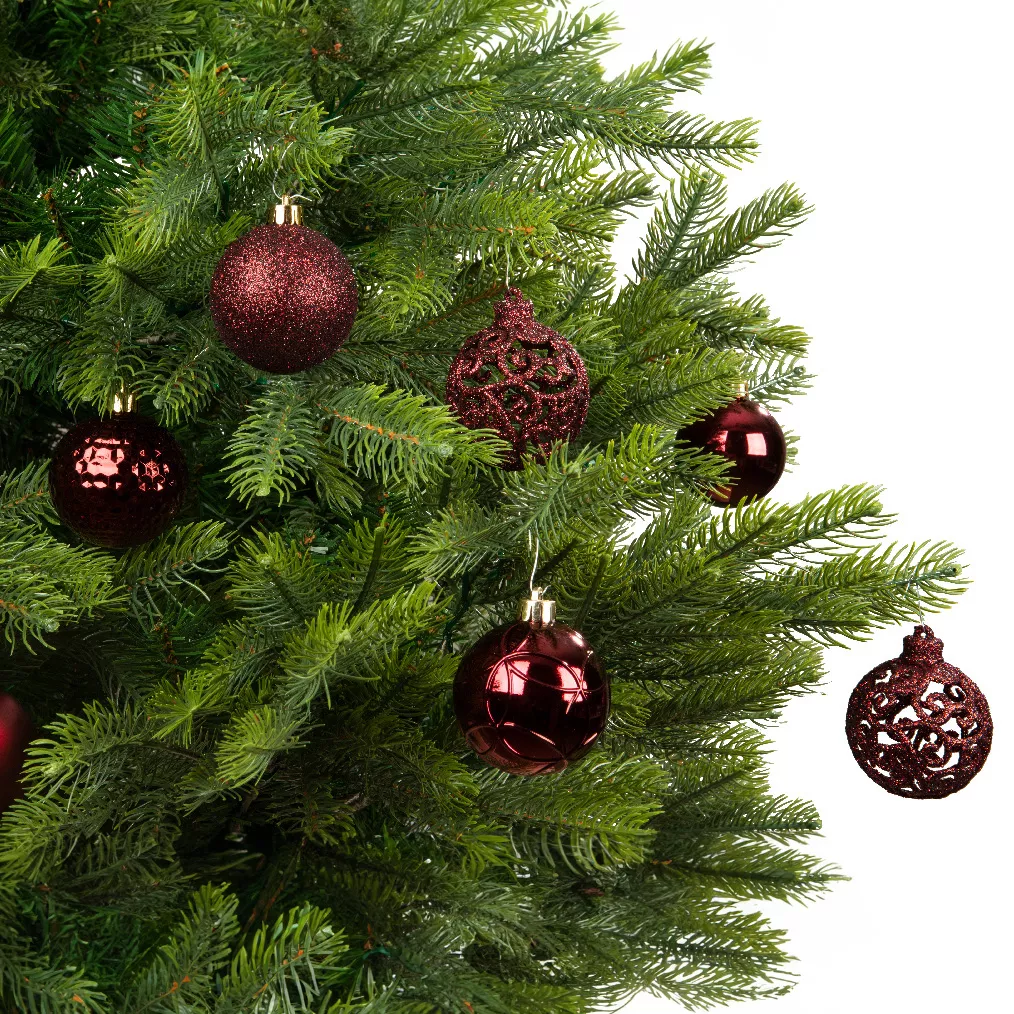 Lot de 37 boules de Noël (D60 mm) Alpine Mix Bordeaux