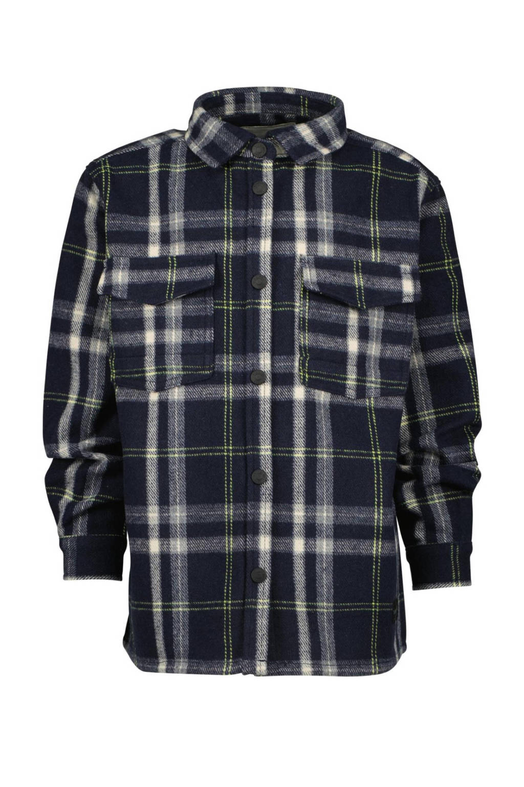 Vingino geruit overshirt Lezar donkerblauw/wit/grijs