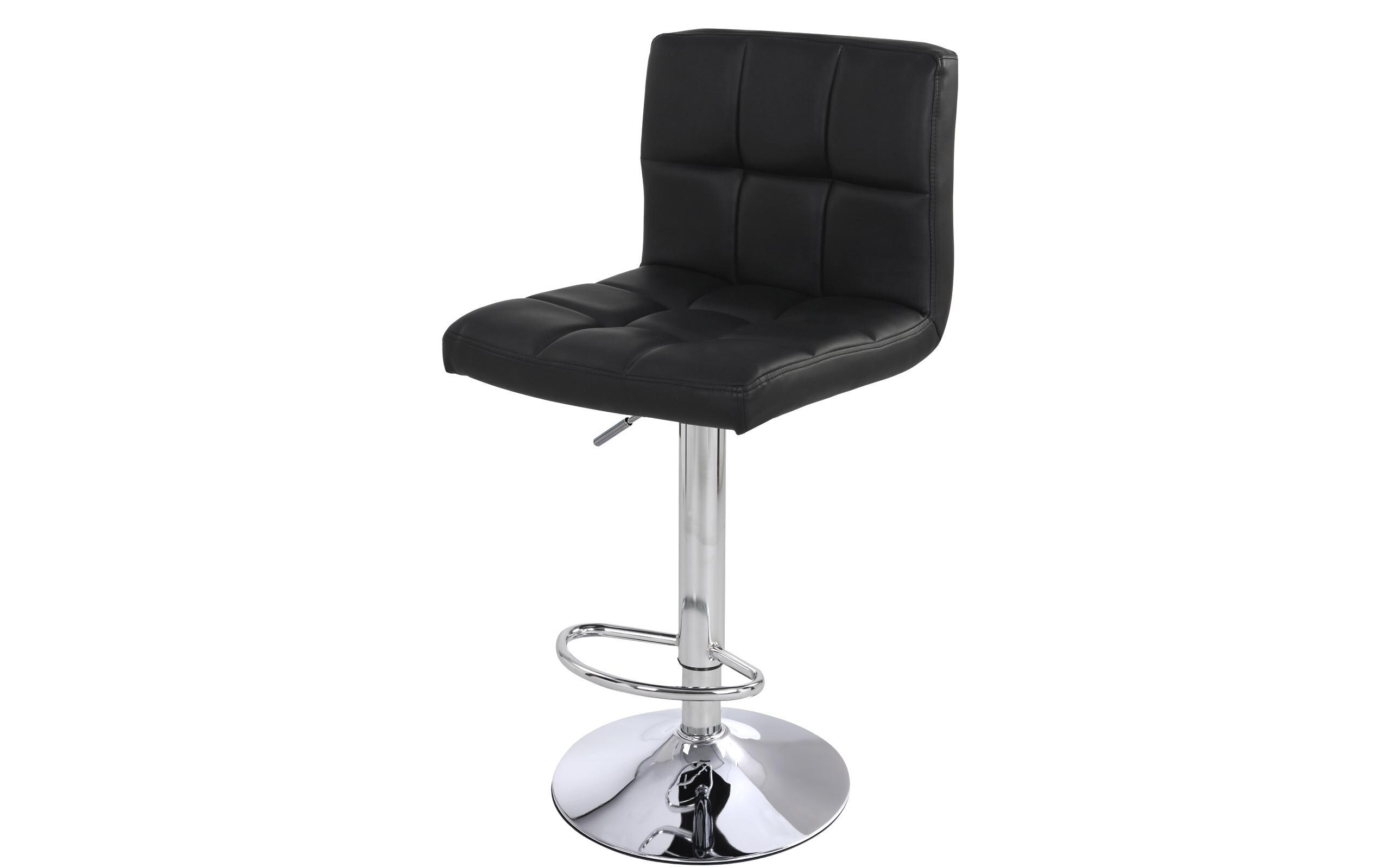 Barhocker höhenverstellbar, Kunstleder, Schwarz, 2er Set<br>Barstuhl mit Steppung