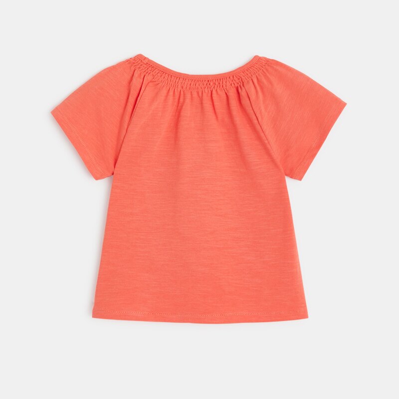 T-shirt froncé Just happy orange bébé fille Orange