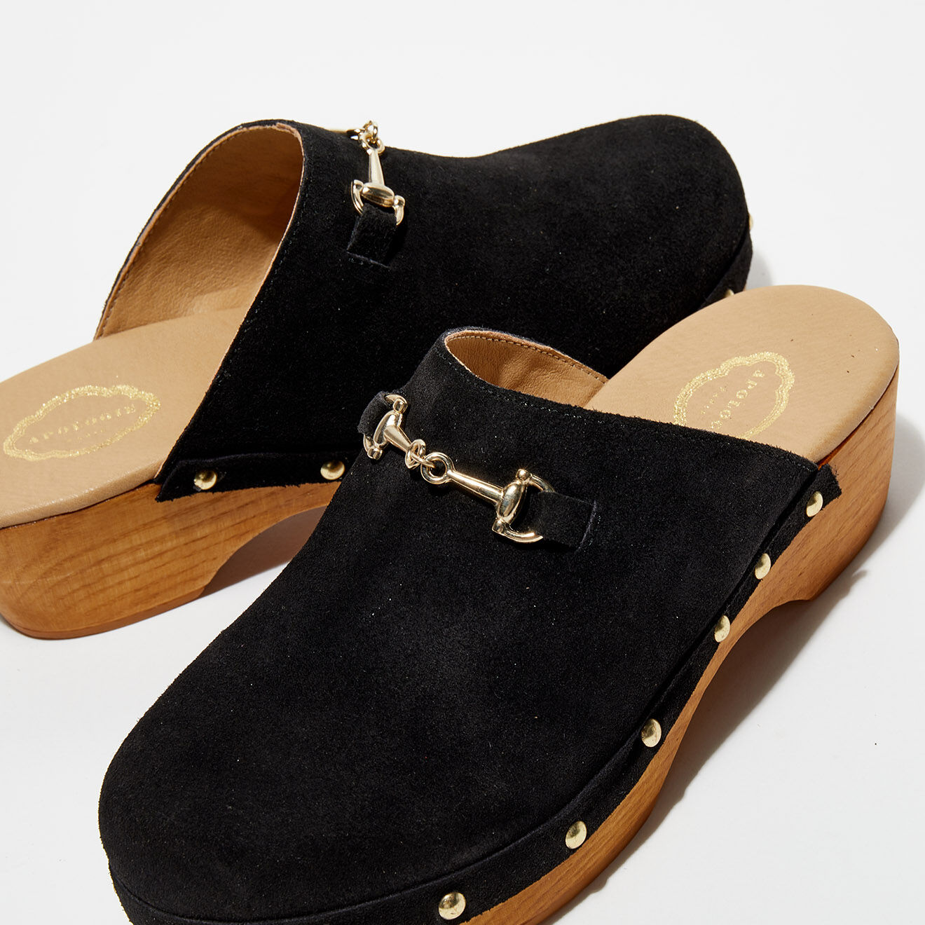Apologie Studio Sabots en Velours de Cuir Nala noirs - Talon 5 cm