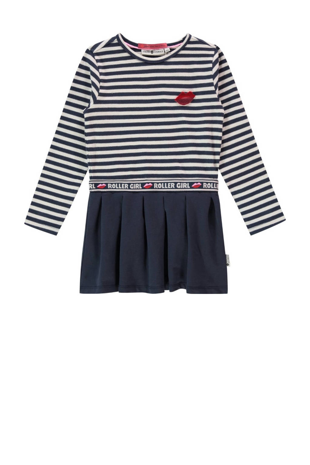 Stains&Stories jurk donkerblauw/wit