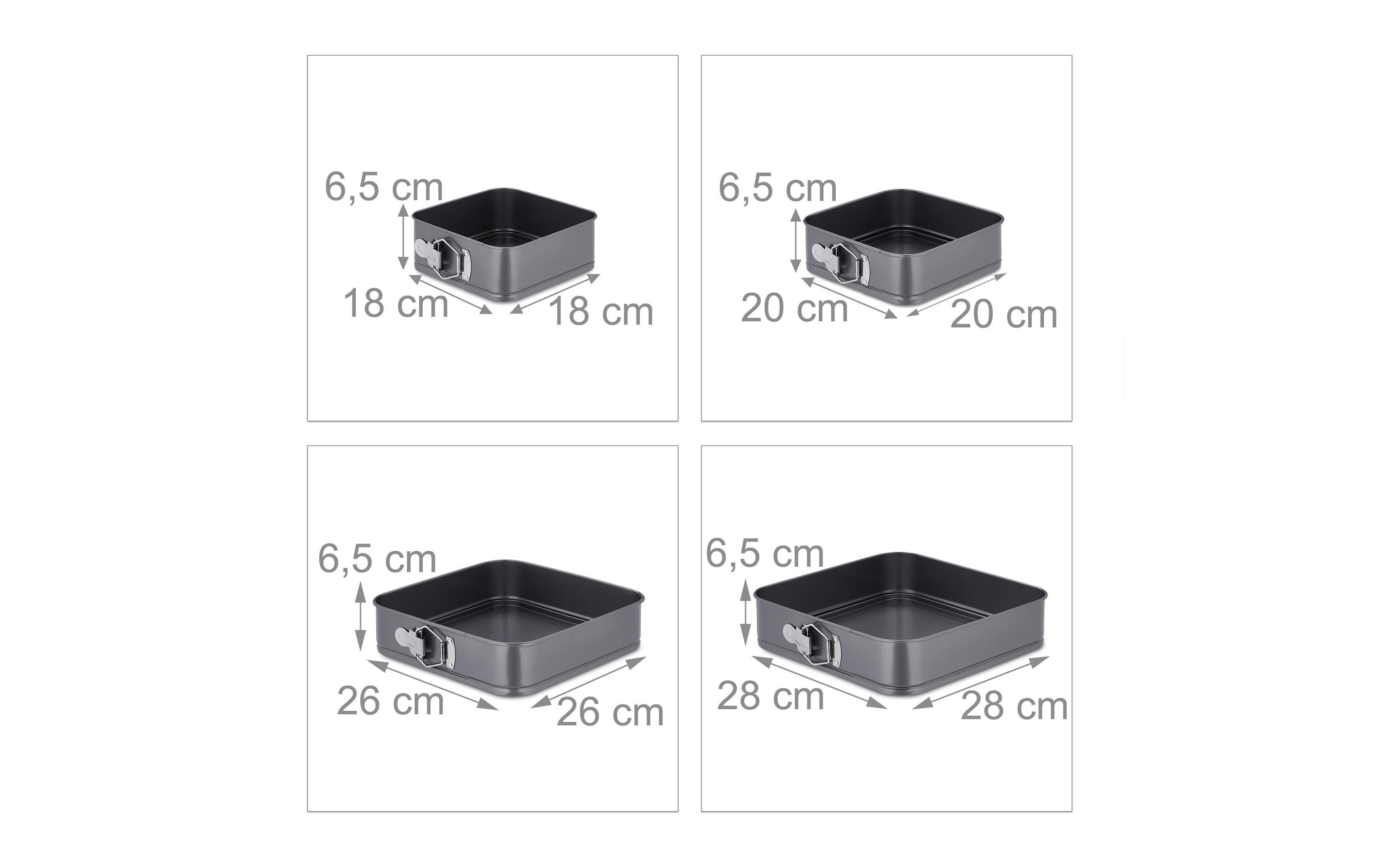 Springform eckig, 18 cm, 20 cm, 26 cm, 28 cmSpringformen-Set