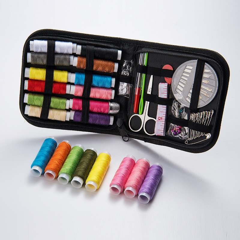 (65-tlg. Set) Näh Handwerk Kit DIY Mercerie Zubehör Nadel / Faden / Massband   Etui