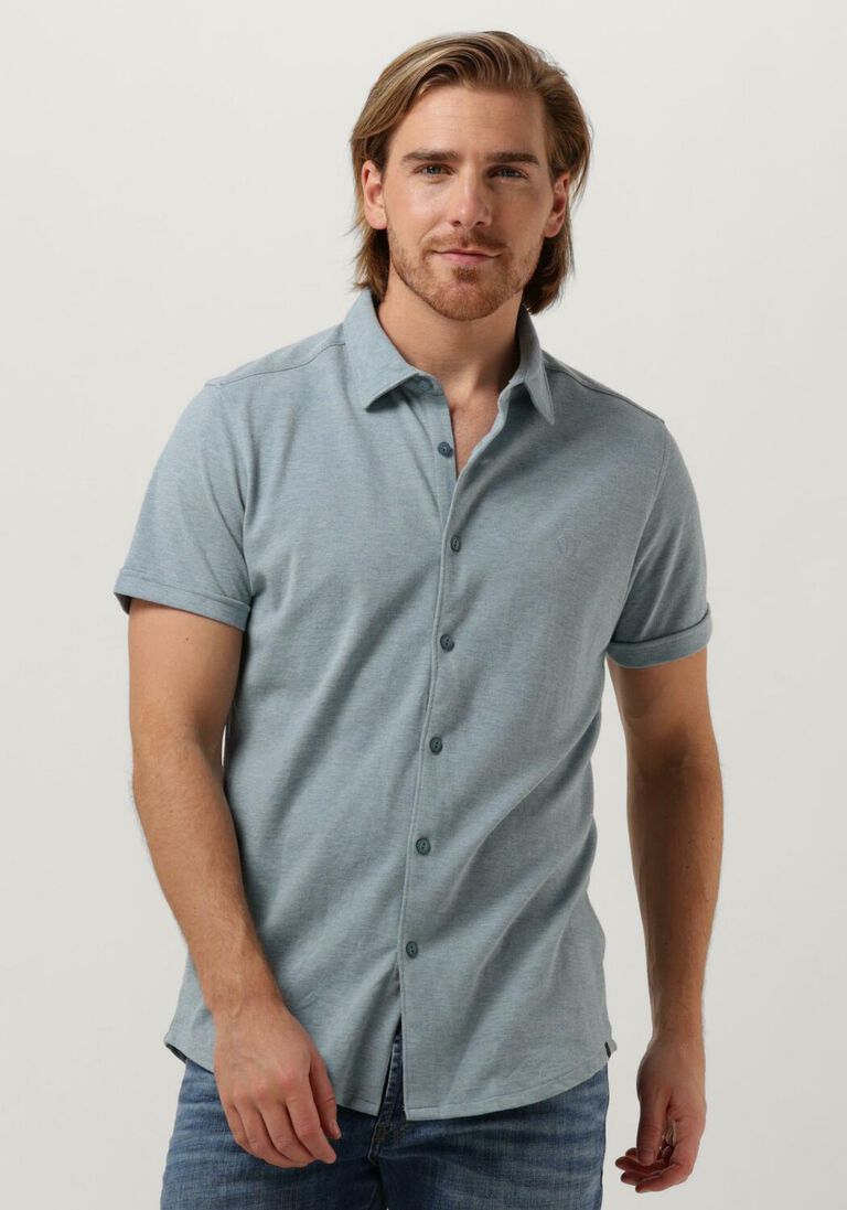 DSTREZZED blauwe dstrezzed casual overhemd shirt melange pique