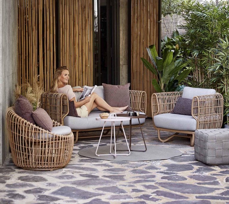 Cane-Line Circle indoor outdoor vloerkleed Ø140 donker groen