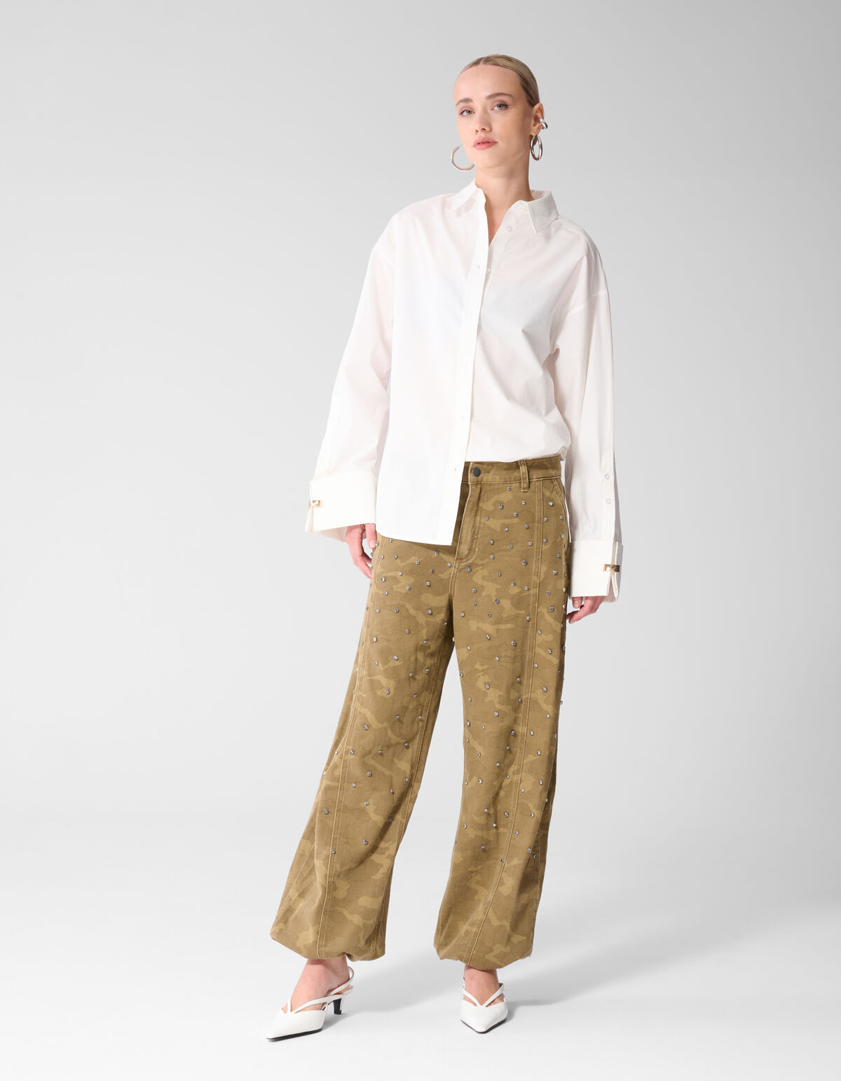 Oversized Ring Cuff Blouse Wit
