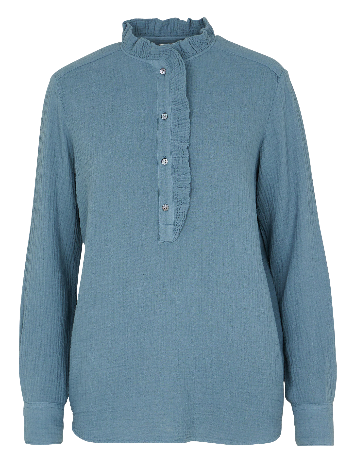 CARMEN - Top col victorien en coton | Bleu
