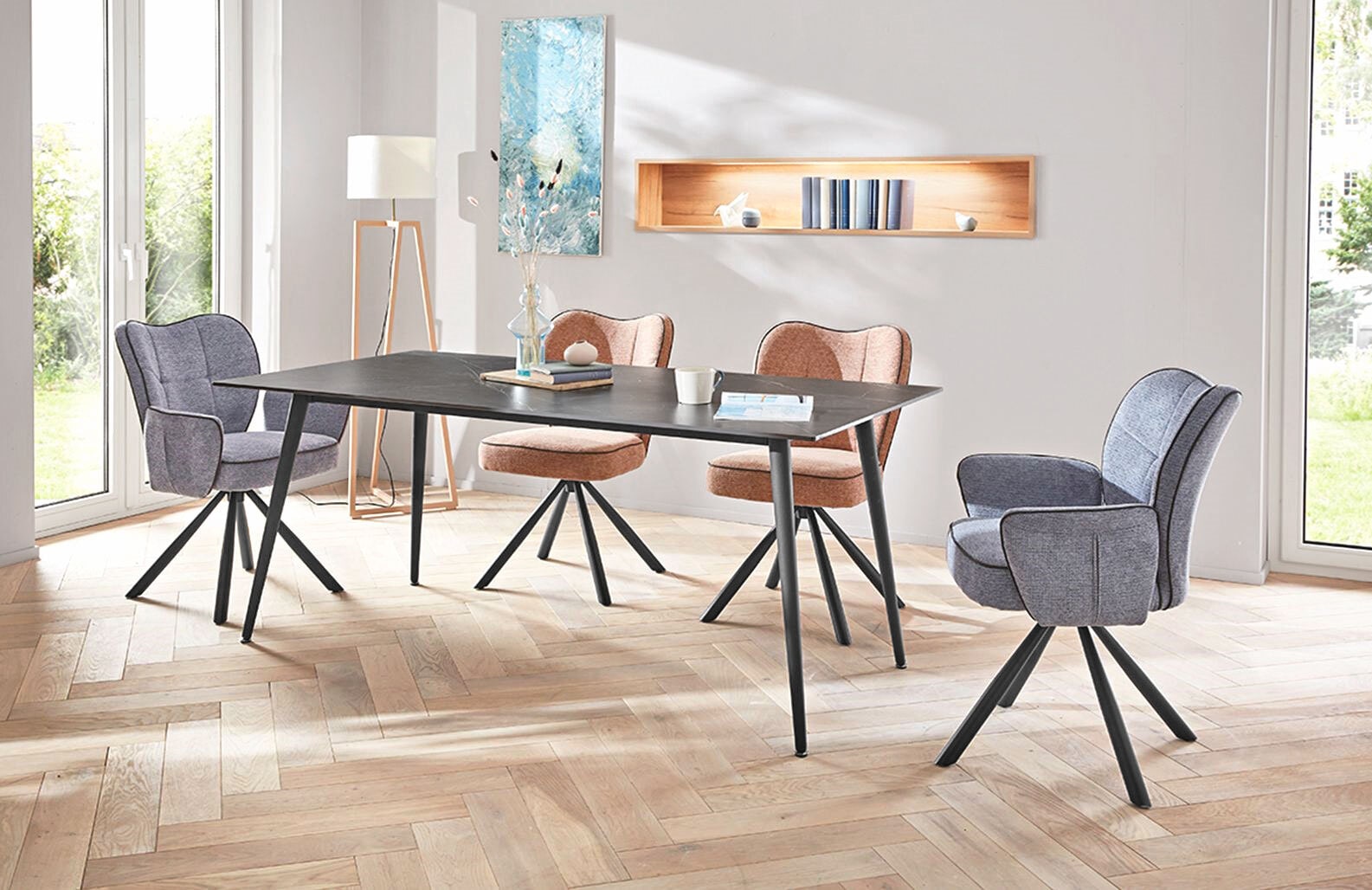 Stuhl Julia Webstoff terra/Gestell schwarz