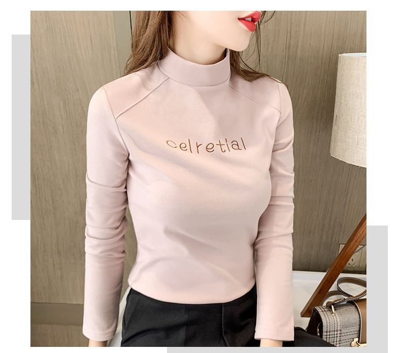 Enpheriado - T-shirt met lange mouwen, nephals en geborduurde letters, gevoerd met fleece