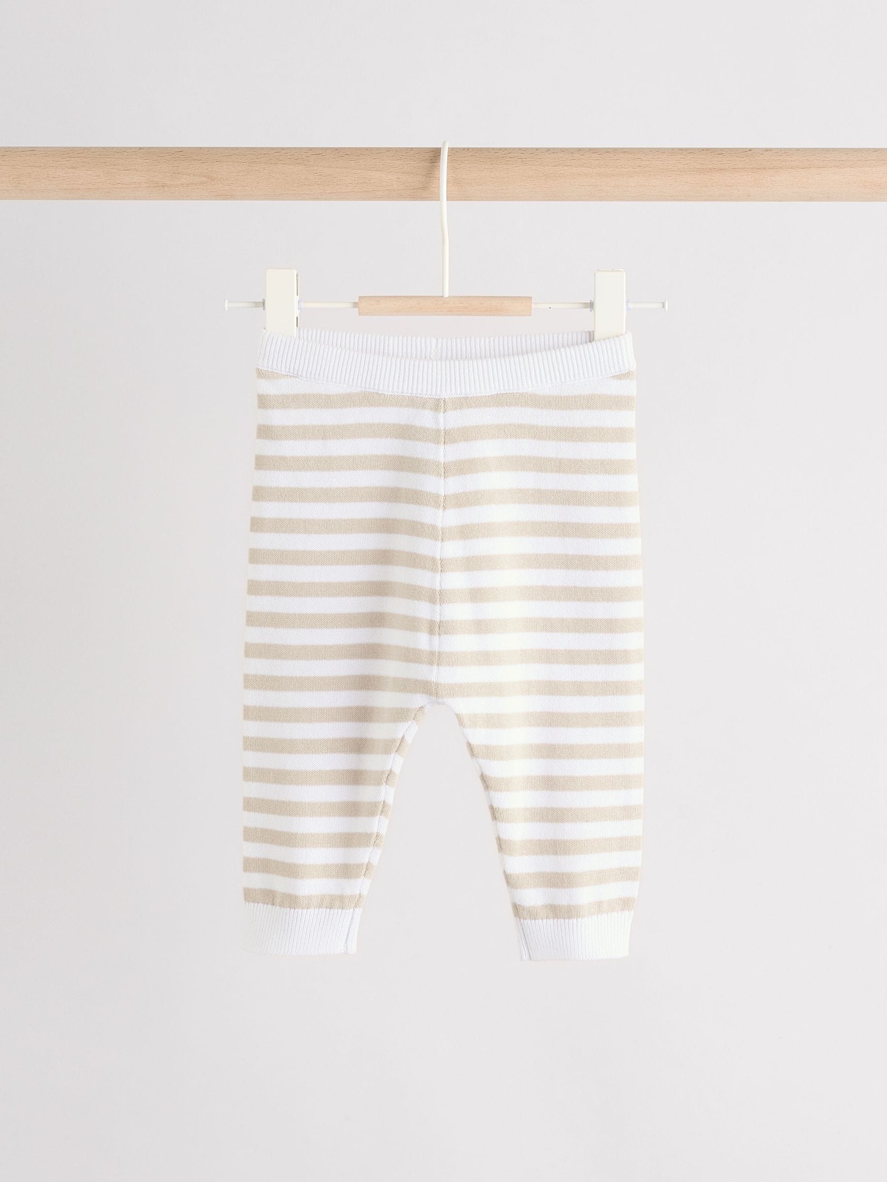 Naturel met strepen - Gebreide top- en leggingset (0 mnd - 2 jr)