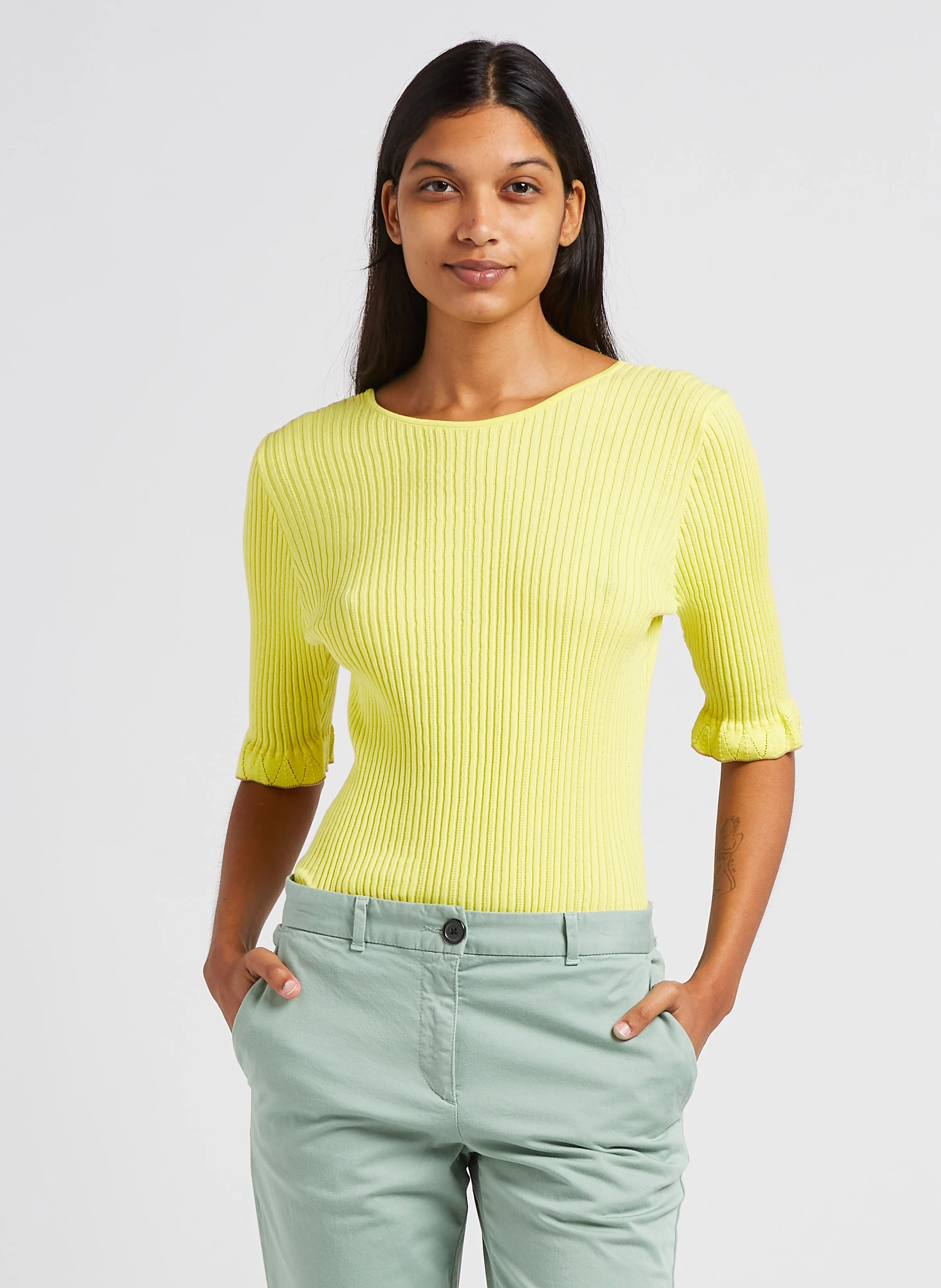 Pull col rond moulant | Vert