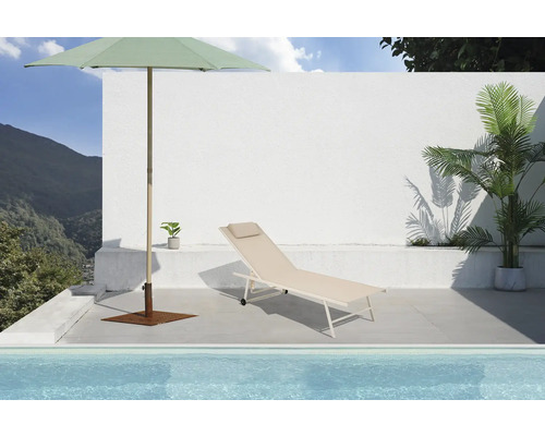 Travis ligstoel, 55 x 185 x 97 cm, staal, beige