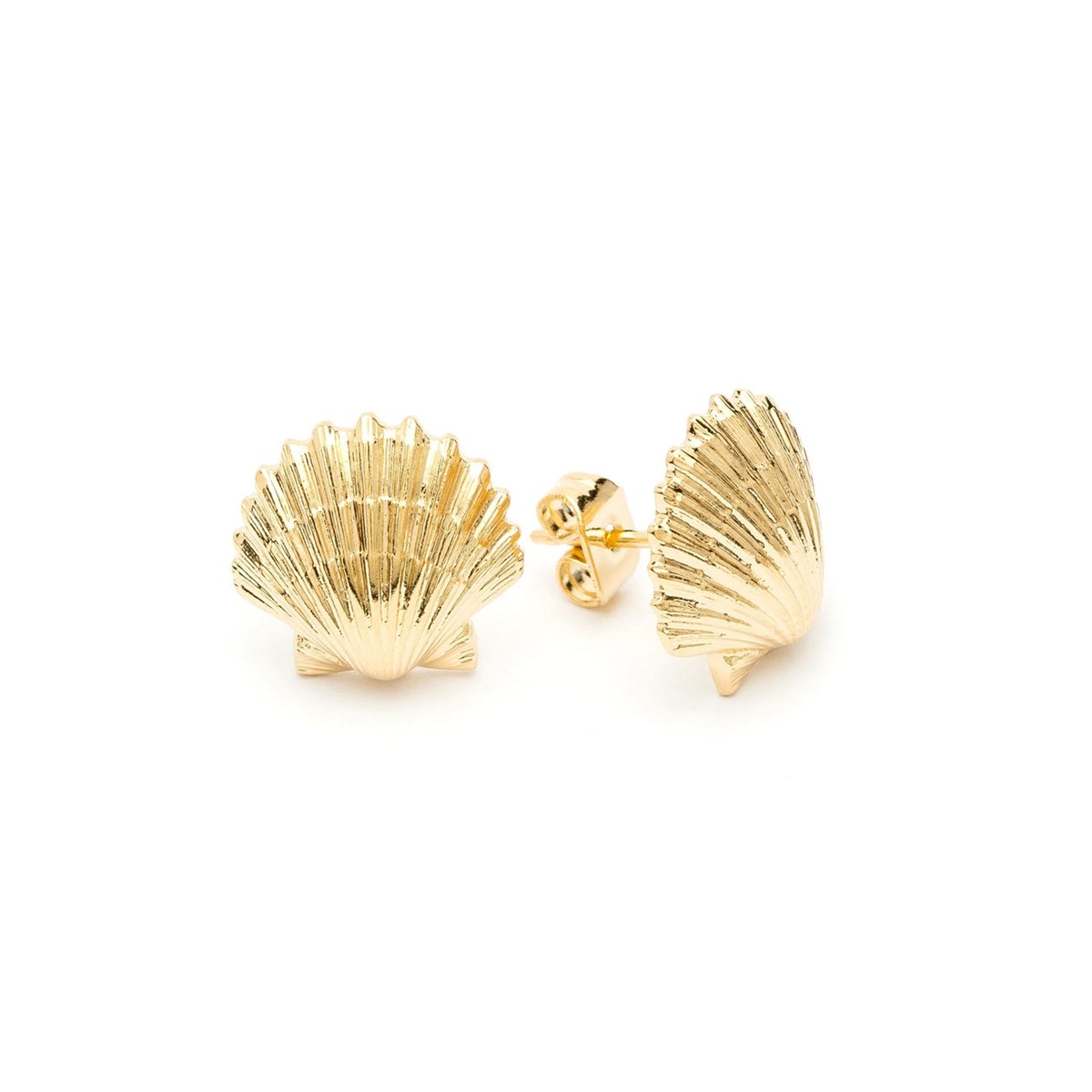 boucles d'oreilles puces coquillages doré à l'or fin  - NÉRÉE