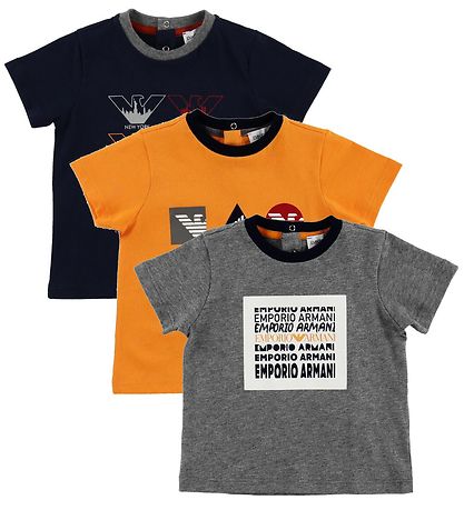Emporio Armani T-Shirt - 3er-Pack - Graumeliert/schwarz/orange
