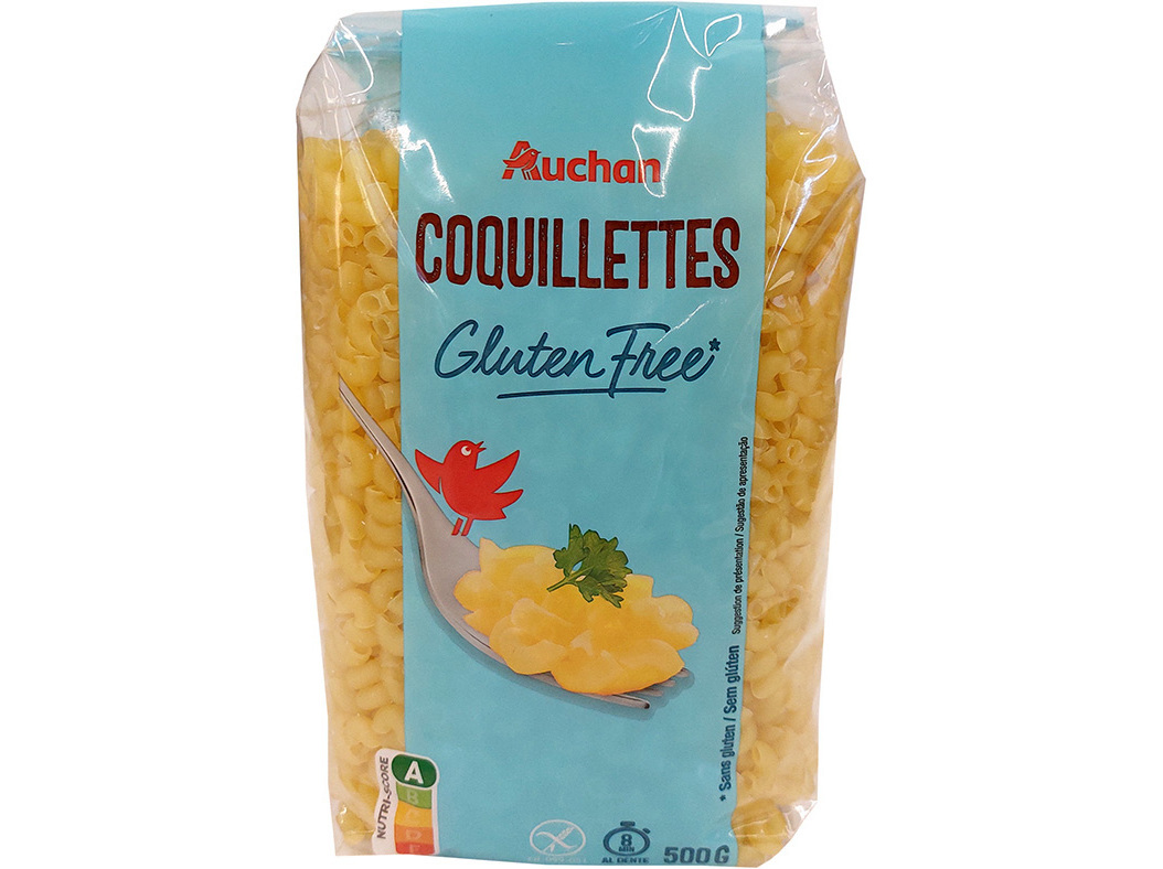 MASSA AUCHAN COTOVELOS SEM GLÚTEN 500G