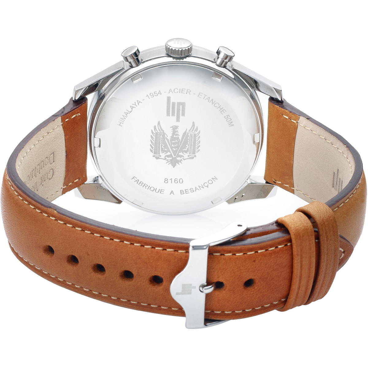Montre Lip homme chronographe acier cuir marron